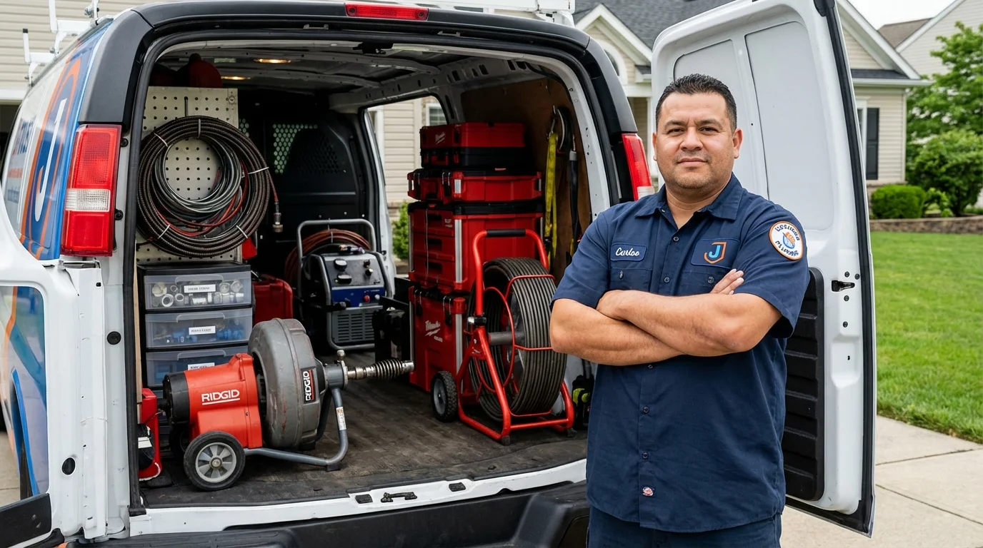 Professional drain cleaning equipment and Johns Plumbing LLC plumber in Preston