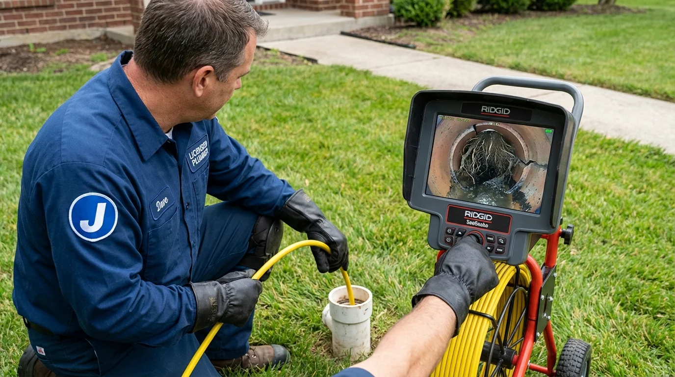 Sewer camera inspection being performed by Johns Plumbing LLC in Preston